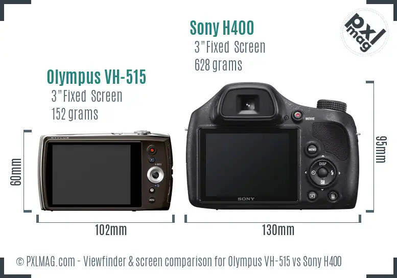 Olympus VH-515 vs Sony H400 Screen and Viewfinder comparison