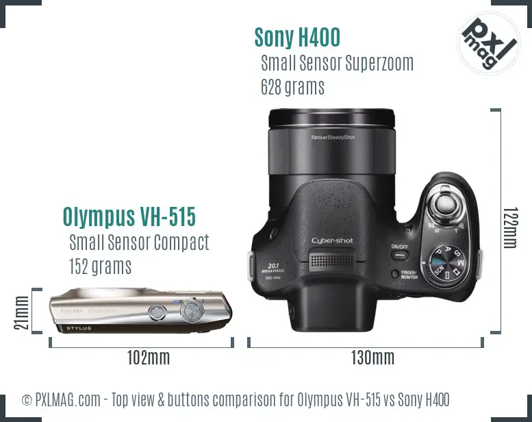 Olympus VH-515 vs Sony H400 top view buttons comparison