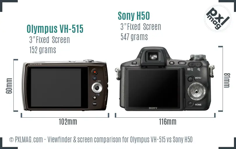 Olympus VH-515 vs Sony H50 Screen and Viewfinder comparison