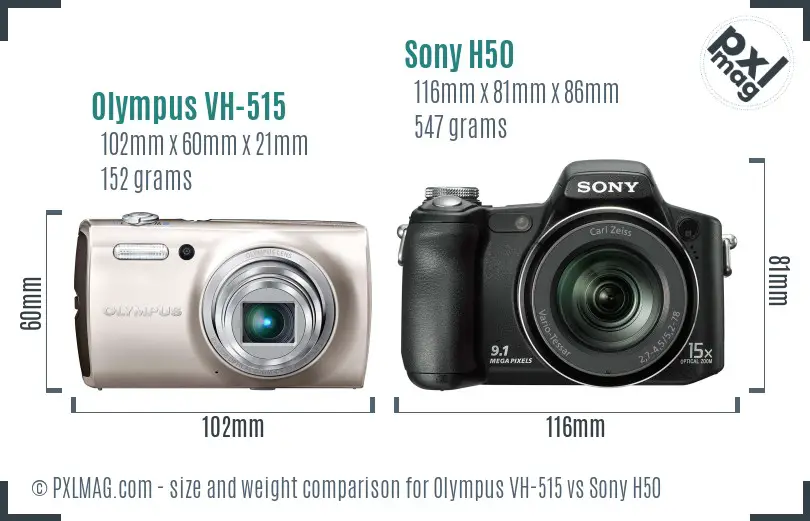 Olympus VH-515 vs Sony H50 size comparison