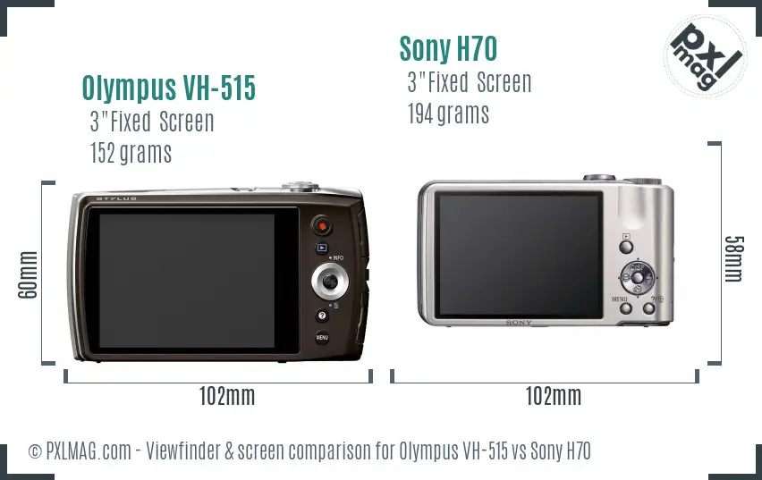 Olympus VH-515 vs Sony H70 Screen and Viewfinder comparison