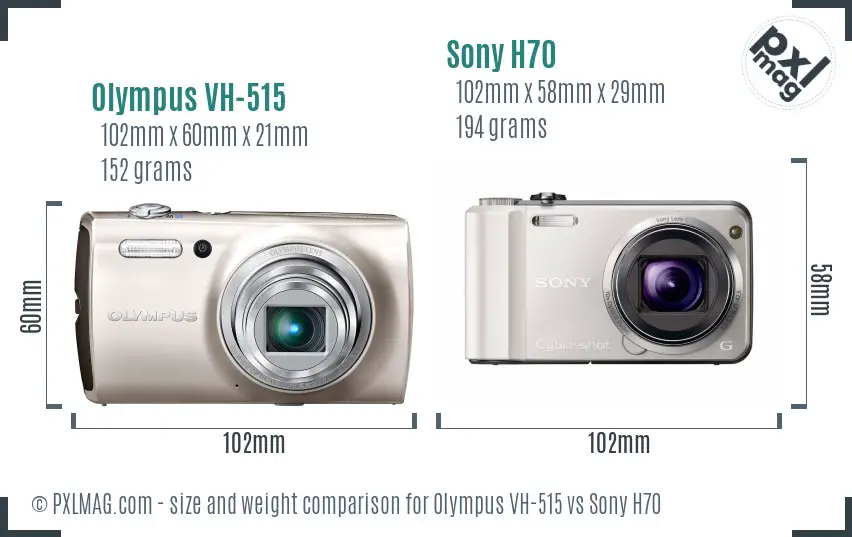 Olympus VH-515 vs Sony H70 size comparison