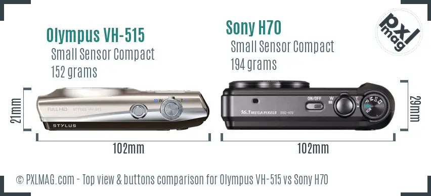 Olympus VH-515 vs Sony H70 top view buttons comparison