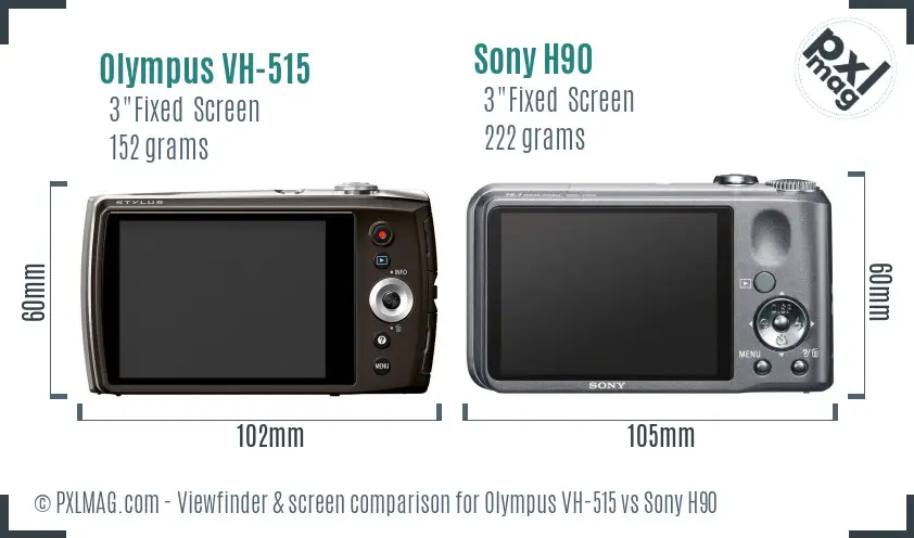Olympus VH-515 vs Sony H90 Screen and Viewfinder comparison