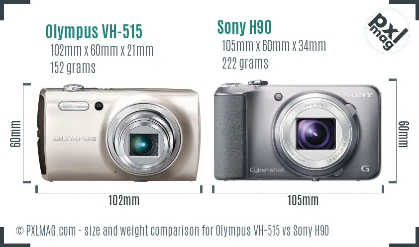 Olympus VH-515 vs Sony H90 size comparison