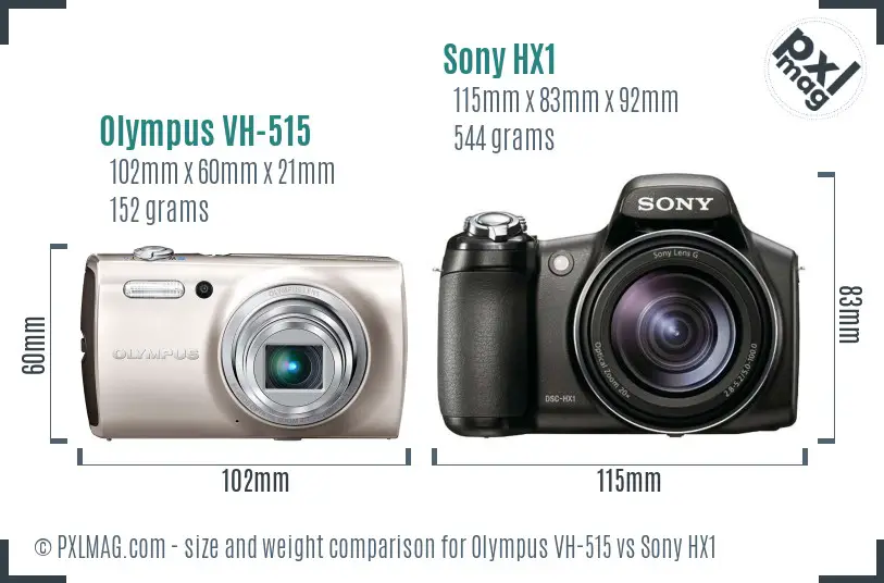 Olympus VH-515 vs Sony HX1 size comparison