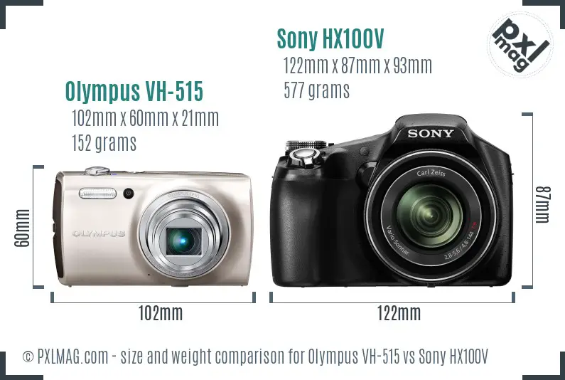 Olympus VH-515 vs Sony HX100V size comparison