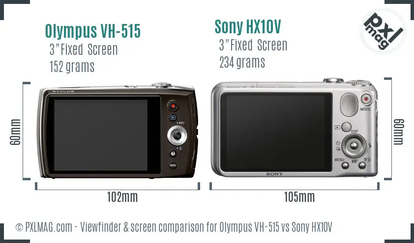 Olympus VH-515 vs Sony HX10V Screen and Viewfinder comparison