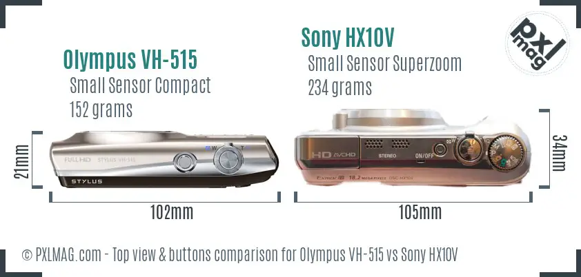 Olympus VH-515 vs Sony HX10V top view buttons comparison
