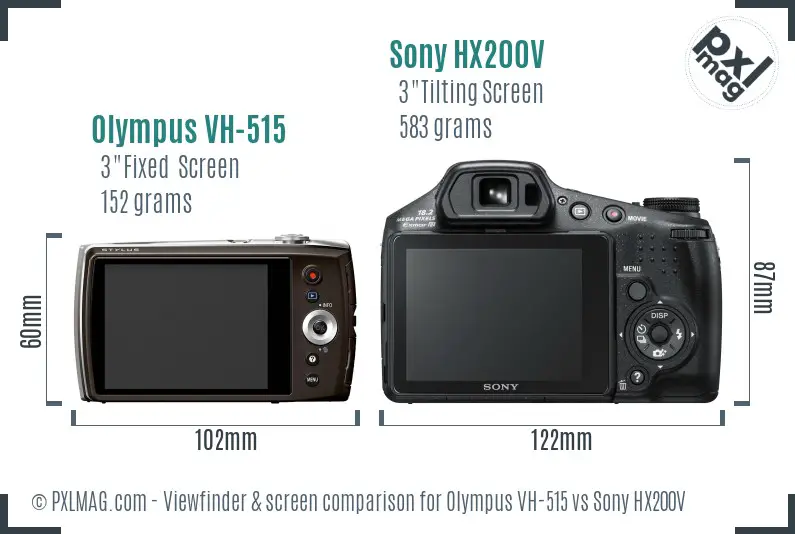 Olympus VH-515 vs Sony HX200V Screen and Viewfinder comparison
