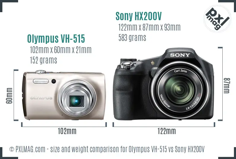 Olympus VH-515 vs Sony HX200V size comparison