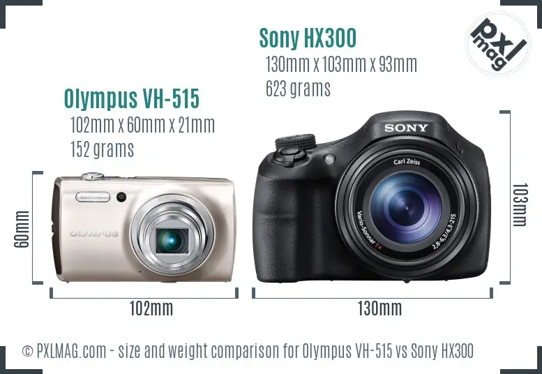 Olympus VH-515 vs Sony HX300 size comparison