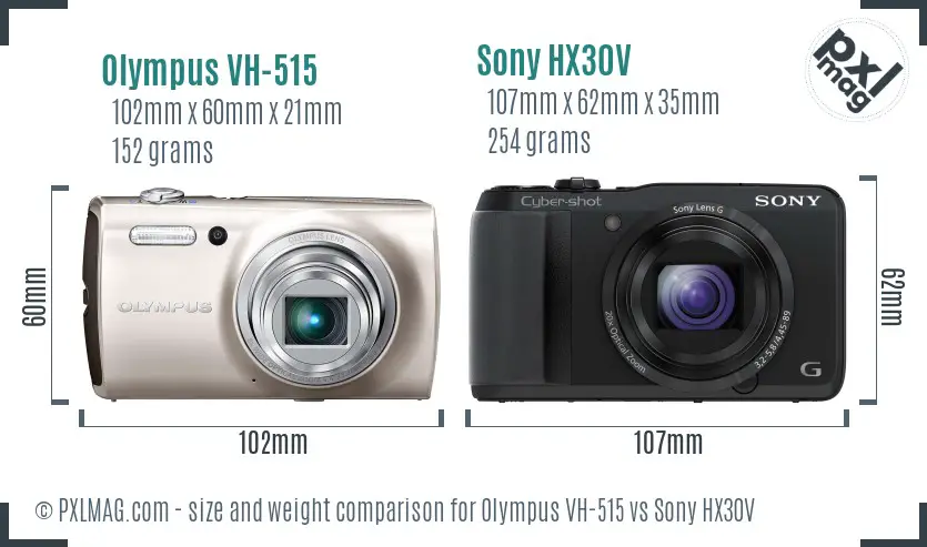 Olympus VH-515 vs Sony HX30V size comparison