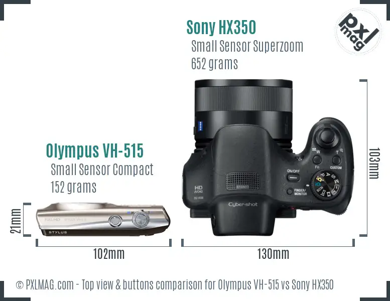 Olympus VH-515 vs Sony HX350 top view buttons comparison