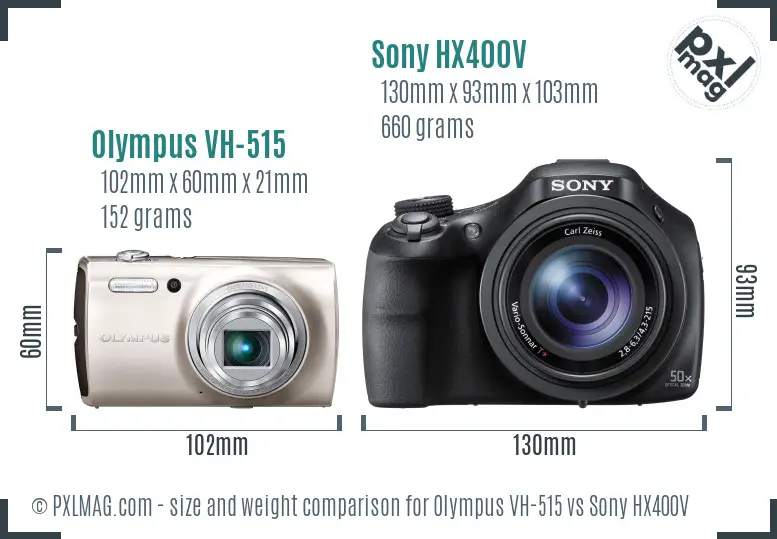 Olympus VH-515 vs Sony HX400V size comparison