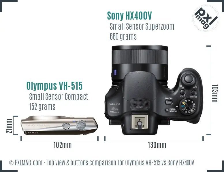 Olympus VH-515 vs Sony HX400V top view buttons comparison