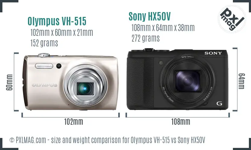 Olympus VH-515 vs Sony HX50V size comparison