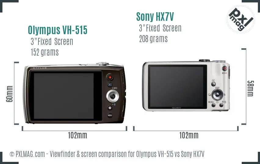 Olympus VH-515 vs Sony HX7V Screen and Viewfinder comparison