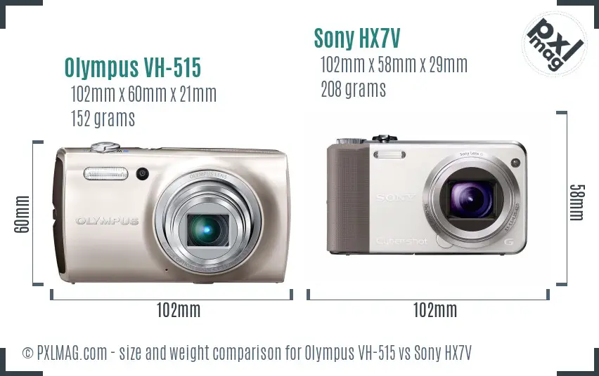 Olympus VH-515 vs Sony HX7V size comparison