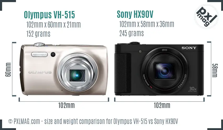 Olympus VH-515 vs Sony HX90V size comparison