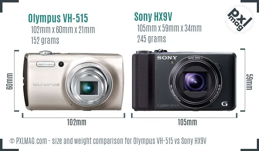 Olympus VH-515 vs Sony HX9V size comparison