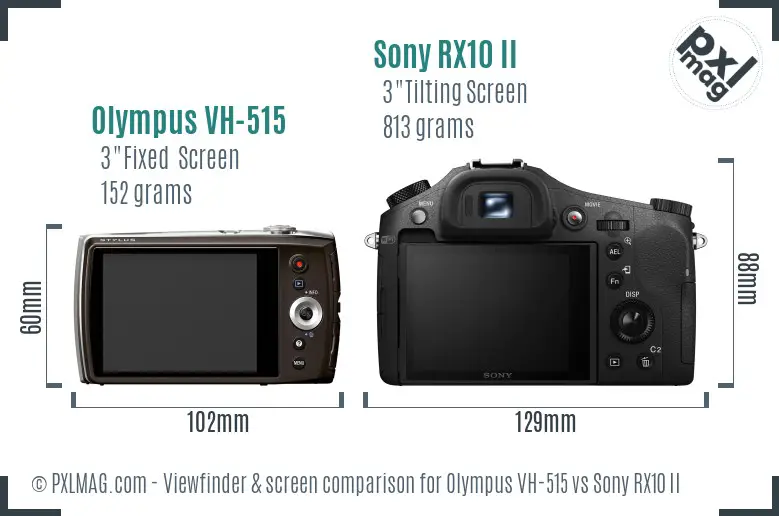 Olympus VH-515 vs Sony RX10 II Screen and Viewfinder comparison