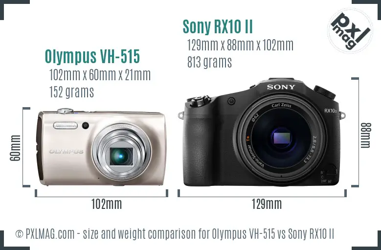 Olympus VH-515 vs Sony RX10 II size comparison