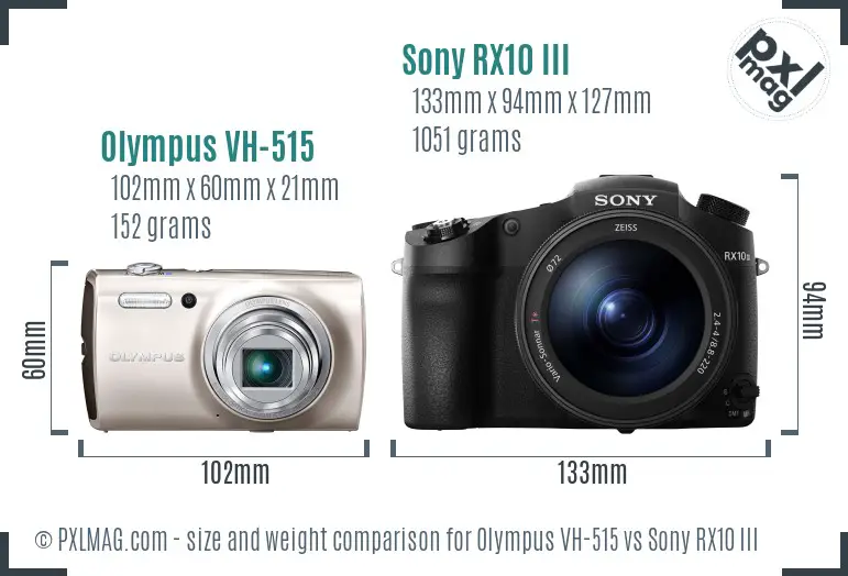 Olympus VH-515 vs Sony RX10 III size comparison