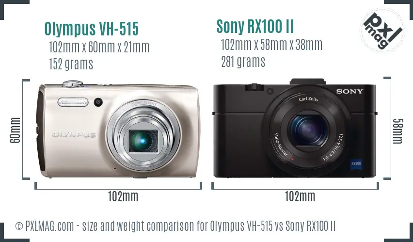 Olympus VH-515 vs Sony RX100 II size comparison