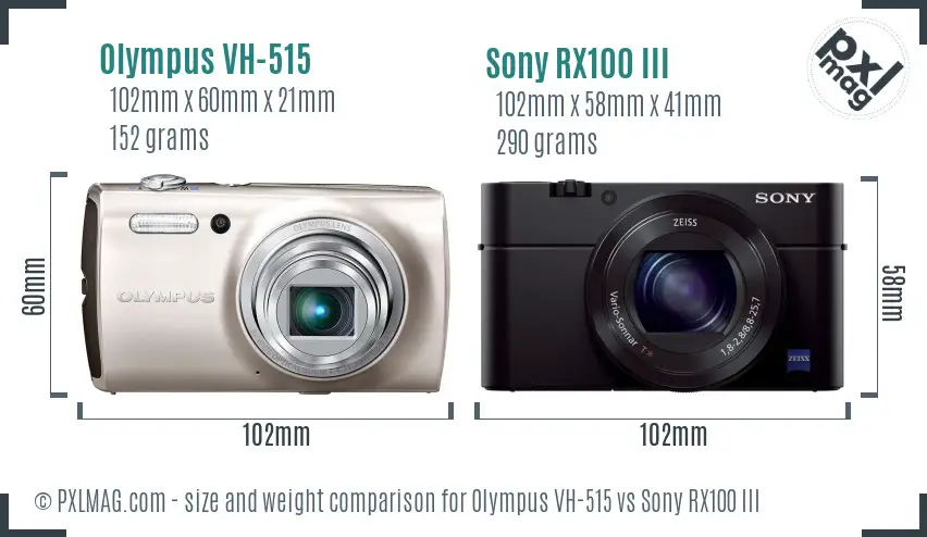 Olympus VH-515 vs Sony RX100 III size comparison