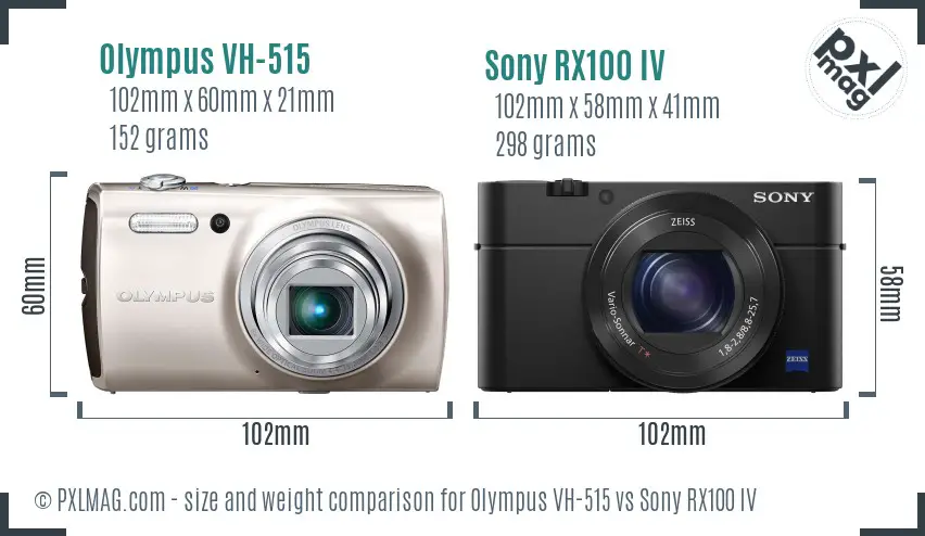 Olympus VH-515 vs Sony RX100 IV size comparison