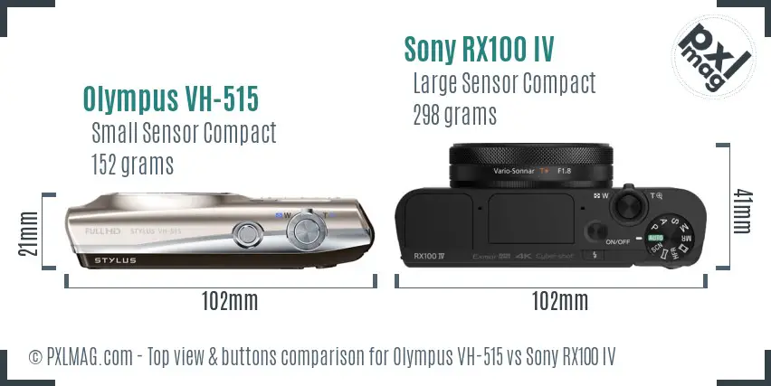 Olympus VH-515 vs Sony RX100 IV top view buttons comparison