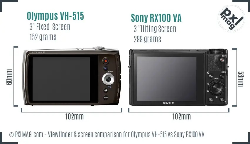 Olympus VH-515 vs Sony RX100 VA Screen and Viewfinder comparison