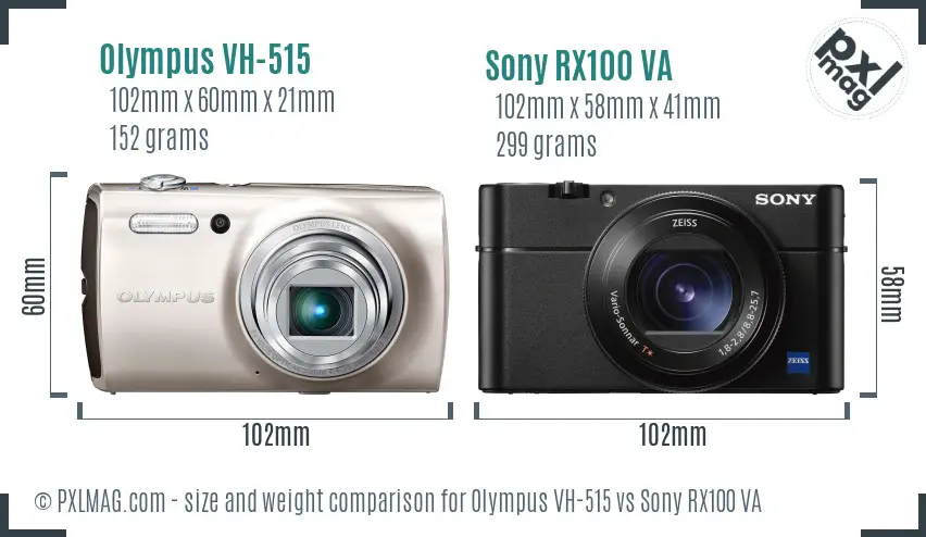 Olympus VH-515 vs Sony RX100 VA size comparison