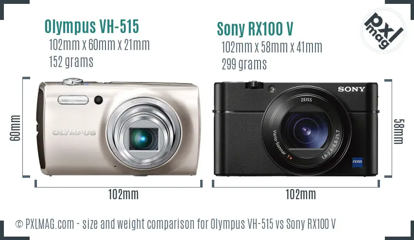 Olympus VH-515 vs Sony RX100 V size comparison