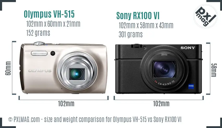 Olympus VH-515 vs Sony RX100 VI size comparison