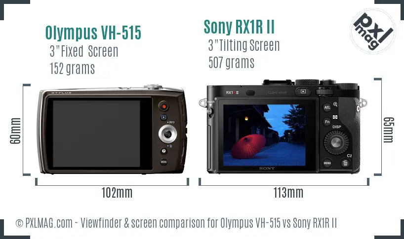 Olympus VH-515 vs Sony RX1R II Screen and Viewfinder comparison
