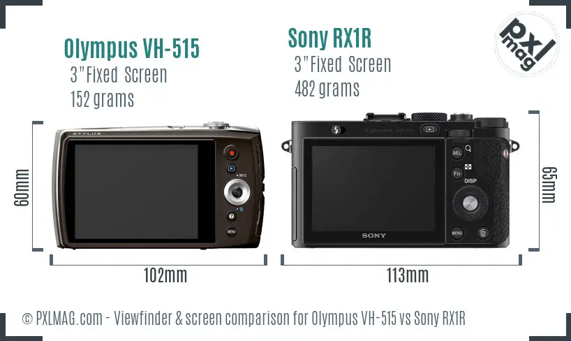 Olympus VH-515 vs Sony RX1R Screen and Viewfinder comparison