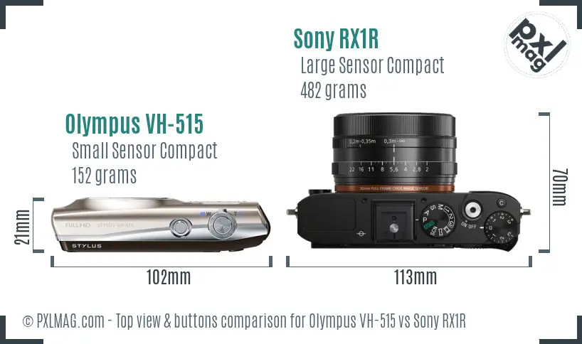 Olympus VH-515 vs Sony RX1R top view buttons comparison