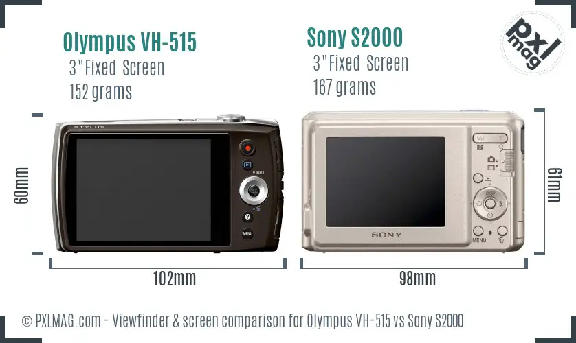 Olympus VH-515 vs Sony S2000 Screen and Viewfinder comparison