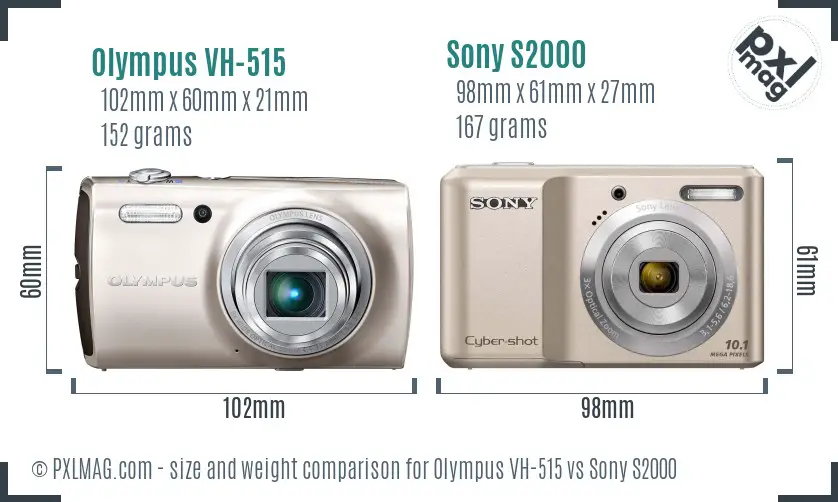 Olympus VH-515 vs Sony S2000 size comparison