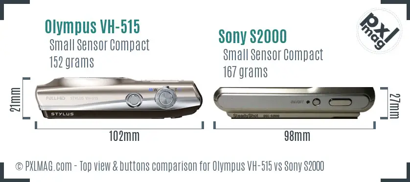 Olympus VH-515 vs Sony S2000 top view buttons comparison