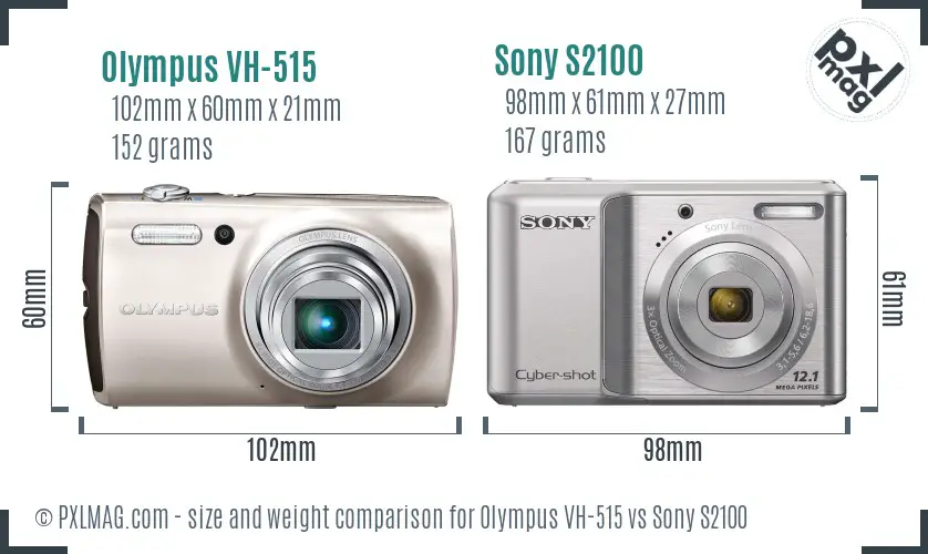 Olympus VH-515 vs Sony S2100 size comparison