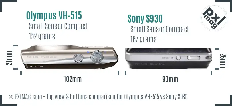 Olympus VH-515 vs Sony S930 top view buttons comparison
