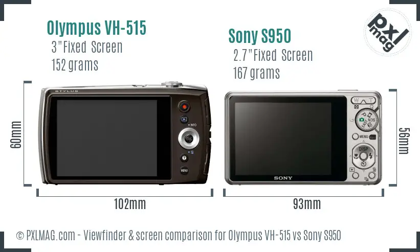 Olympus VH-515 vs Sony S950 Screen and Viewfinder comparison