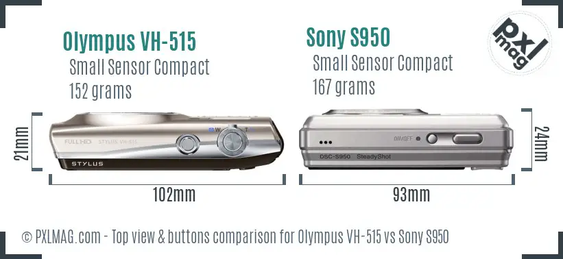 Olympus VH-515 vs Sony S950 top view buttons comparison