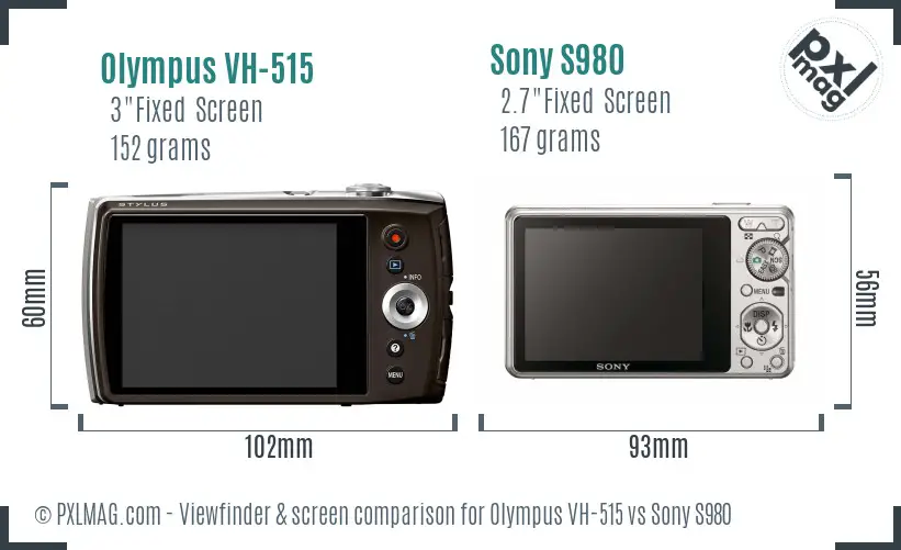 Olympus VH-515 vs Sony S980 Screen and Viewfinder comparison