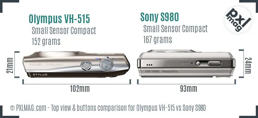 Olympus VH-515 vs Sony S980 top view buttons comparison