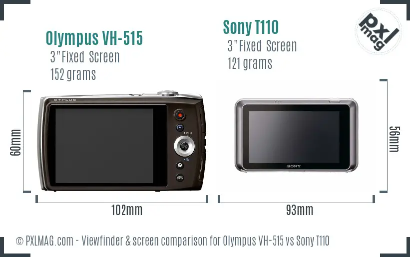 Olympus VH-515 vs Sony T110 Screen and Viewfinder comparison