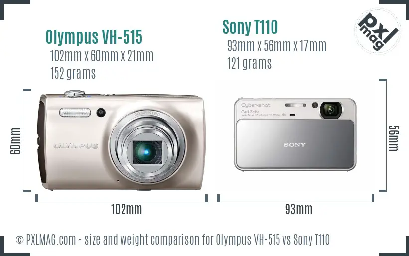 Olympus VH-515 vs Sony T110 size comparison